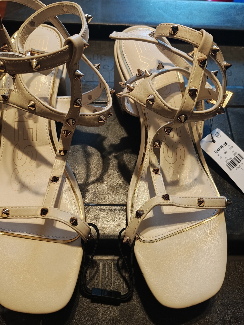 Express Women's Beige Studded Strappy Sandals